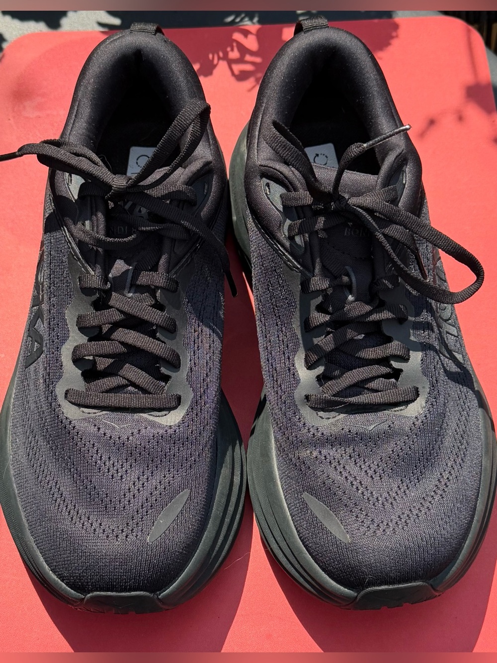 Size 9.5 Hoka Bondi 8 Black Running Shoes